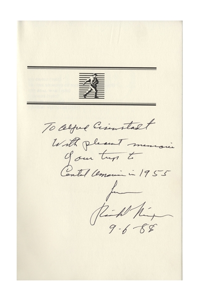 Alfred Eisenstaedt Signed Photo of Vice President Richard Nixon During His 1955 Trip to Central America -- Also With a Slide of Nixon by Eisenstaedt & a Nixon Signed Book