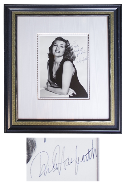 Rita Hayworth Signed 8'' x 10'' Photo, Beautifully Matted in Moire Silk -- With PSA/DNA COA