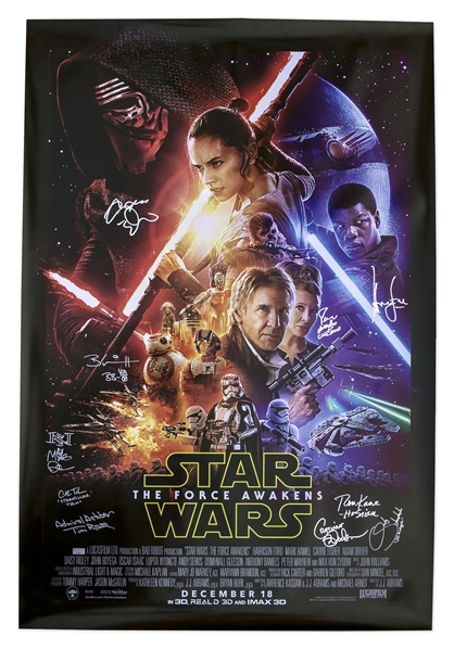 ''Star Wars: The Force Awakens'' Cast Signed Poster Measuring 27'' x 40'' -- Signed by 10 of the Cast, With COAs From Celebrity Authentics