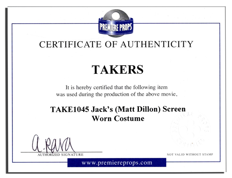 Matt Dillon Screen-Worn Wardrobe From ''Takers''