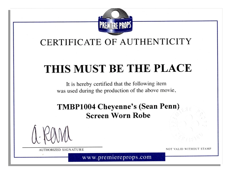 Academy Award-Winner Sean Penn Screen-Worn Bathrobe From ''This Must Be the Place''