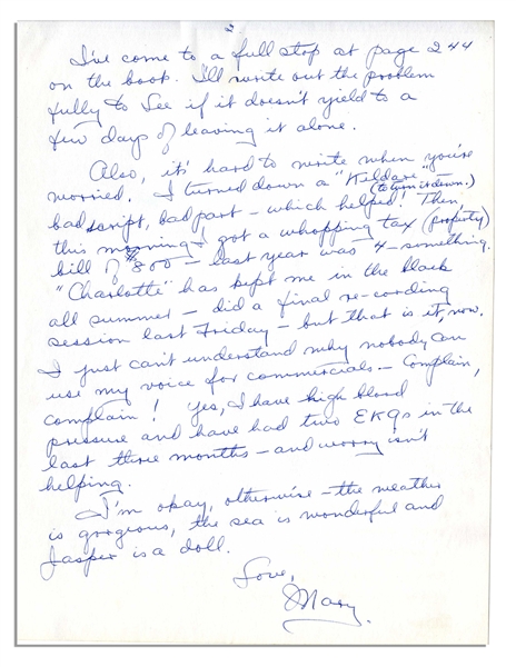 Mary Astor Autograph Letter Signed -- ''...an audience spots a phony a mile off...people ask you to read their manuscripts...'just for an opinion' - well I read them, and mostly they are junk...''