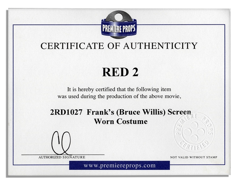 Bruce Willis Screen-Worn Custom Dress Shirt From ''Red 2'' -- With a COA From Premiere Props