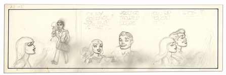 Unfinished Comic Strip by Al Capp in Pencil -- Undated & Untitled -- 19.75 x 6.25 -- Very Good -- From the Al Capp Estate