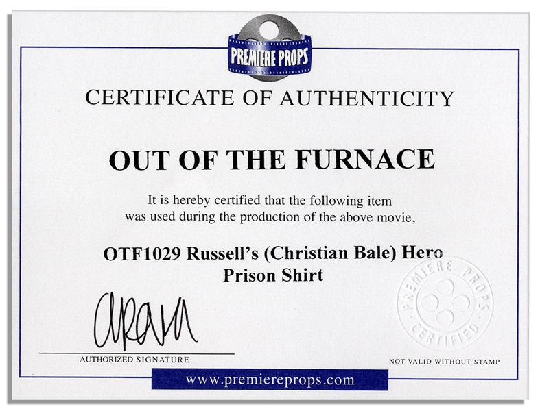 Christian Bale Screen-Worn Hero Shirt From the Prison Scenes in ''Out of the Furnace''