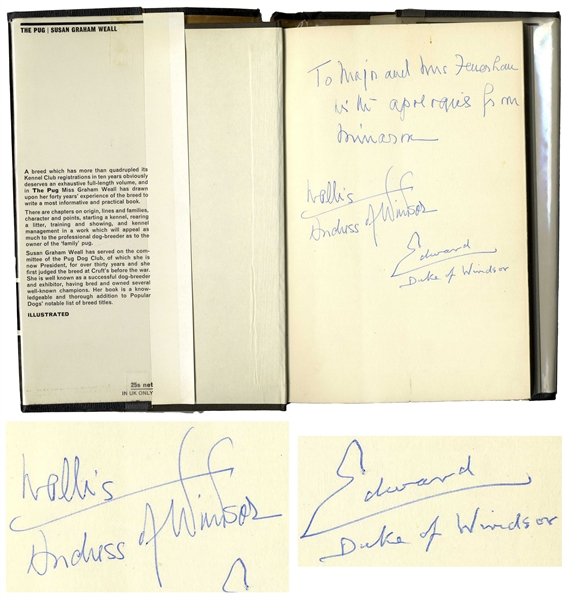Duke & Duchess of Windsor Signed Lot of Items -- Fun Archive Related to Their Beloved Pet Dog, the Pug Named Minarou