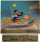 Chuck Jones Signed Limited Edition Hand-Painted Cel of Daffy Duck & Porky Pig