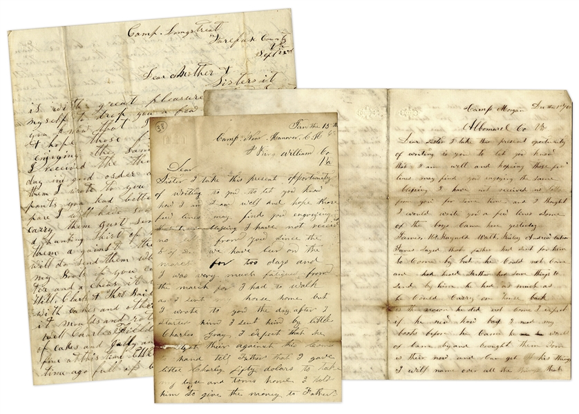 Confederate Letter Lot From 1st Virginia Cavalryman -- ''...Lieutenant Zanondson gave him a pass and took one for himself...'' -- Plus a Copy of ''1st Virginia Cavalry''