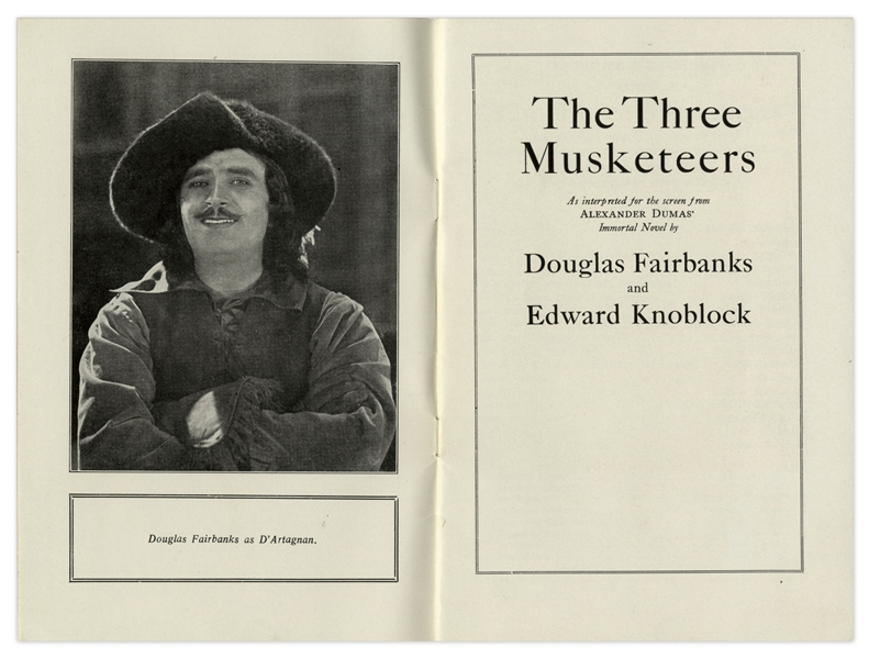 Program From 1921 Silent Film ''The Three Musketeers'' Starring Douglas Fairbanks