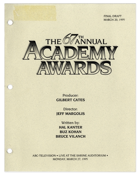 67th Academy Awards Presentation ''Final Draft'' Script -- With Detailed Schedule, Staff List, Rundown & Script