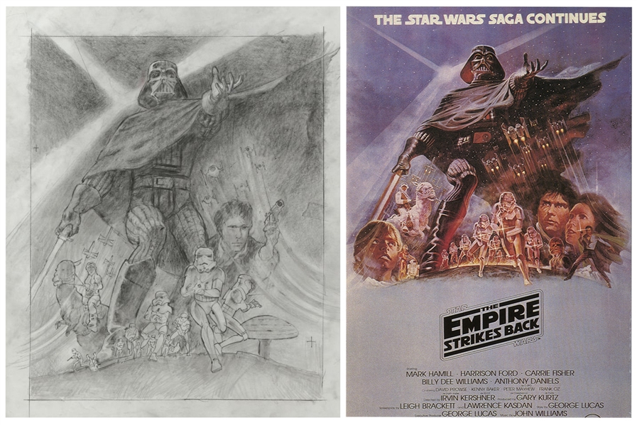 ''The Empire Strikes Back'' Original Concept Movie Poster Art by Tom Jung -- Redone to Include Harrison Ford as ''Han Solo'' -- Measures 19'' x 24''