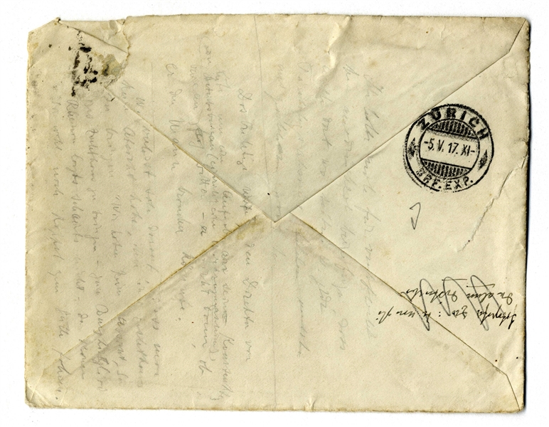 Albert Einstein Envelope Signed From 1917 -- To His Close Friend & Colleague Michele Besso