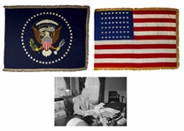 Extremely Scarce Set of Oval Office Flags, the 48-Star Flags Displayed in President Dwight D. Eisenhowers Oval Office in the White House -- 1 of 3 Known Sets From All U.S. Presidents in Private Hands
