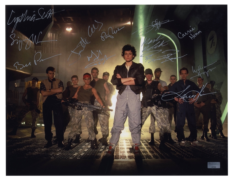 ''Aliens'' Cast Signed 14'' x 11'' Photo -- Signed by 12 Key Cast Members Including Sigourney Weaver and Bill Paxton