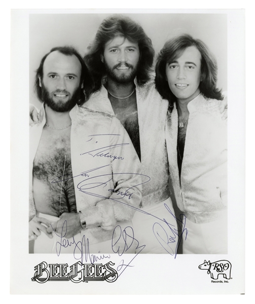 Bee Gees 8'' x 10'' Photo Signed by All Three Brothers Gibb