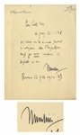 Benito Mussolini Autograph Letter Signed -- ...to exchange a banknote for gold...