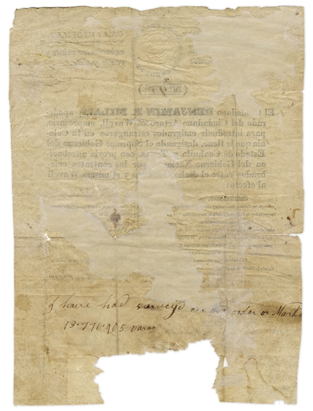 Scarce Document Signed by Texas Revolutionary Benjamin R. Milam -- Official Citizenship Document for the Red River Colony, Founded by Milam & Arthur G. Wavell