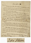 John Adams Autograph Letter Signed on the Stamp Act -- Adams Gives Documents and "broken hints" to Jedidiah Morse for "Annals of the American Revolution", on Events "Five and Forty years ago"