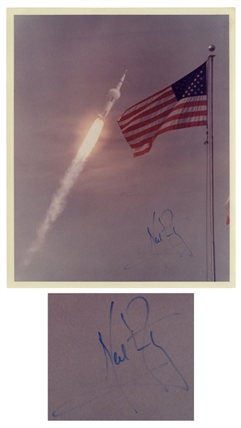 Neil Armstrong Signed 8'' x 10'' Apollo 11 Launch Photo -- With Steve Zarelli COA