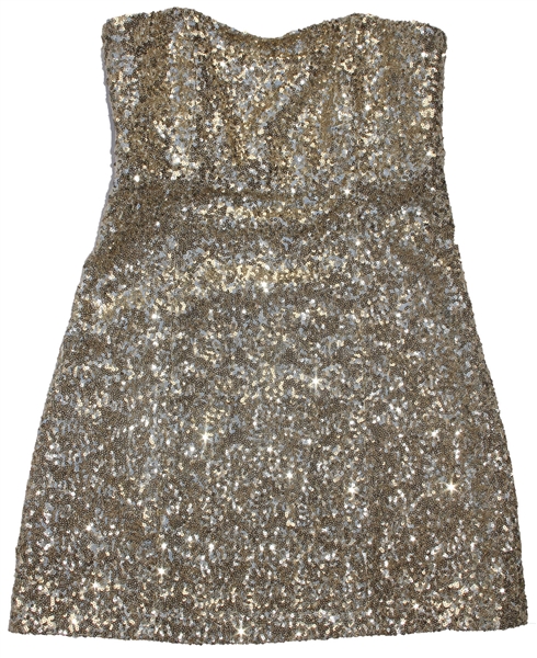 Sheryl Crow Personally Owned & Worn Gold Sequined Party Dress by ''Alice + Olivia''