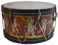 Rare Theodore Roosevelt Toy Teddy Bear Drum, Circa 1907