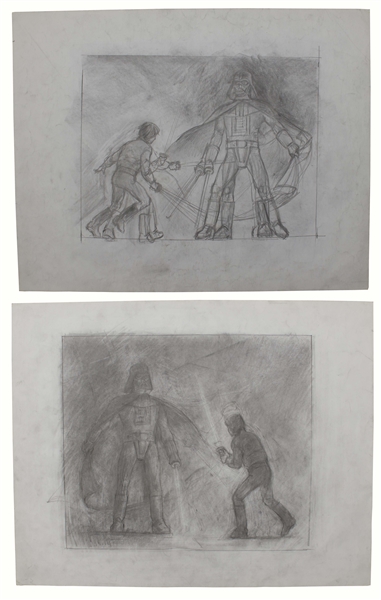 ''Return of the Jedi'' Original Concept Movie Poster Art by Tom Jung -- Featuring the Climactic Lightsaber Duel Between Luke Skywalker & Darth Vader -- Measures 24'' x 19''