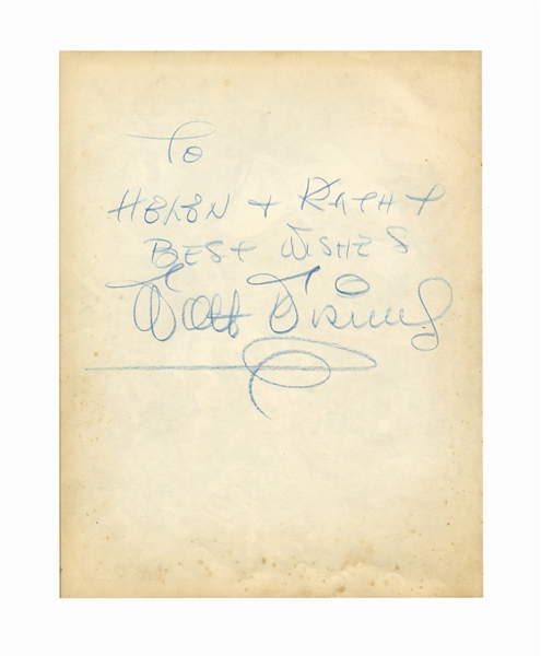 Walt Disney Signed Copy of the Disney book ''Treasury'' -- Large Signature Measures Over 8'' Long