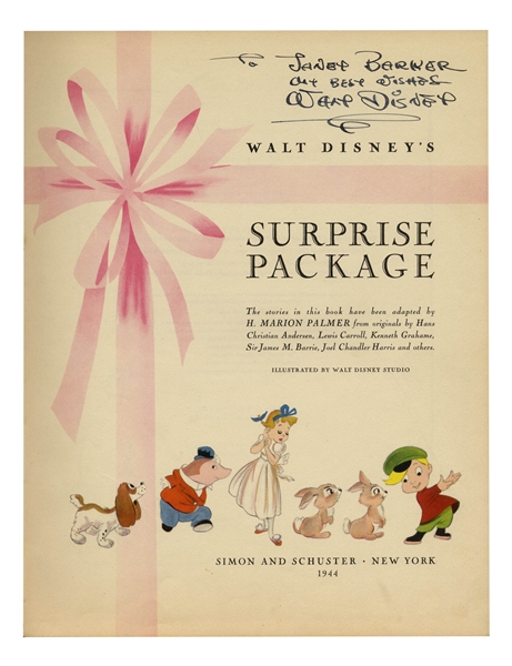 Walt Disney Signed First Edition of ''Walt Disney's Surprise Package'' -- With Phil Sears COA