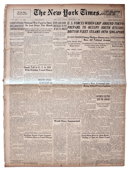 22 August 1945 Edition of ''The New York Times'' -- Japanese Occupation Begins