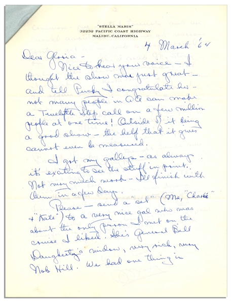 Mary Astor Autograph Letter Signed -- ''...not many people in A.A. can make a Twelfth Step call on a few million people at one time!...'' & ''...the nonsense said that keeps alcoholics sick...''