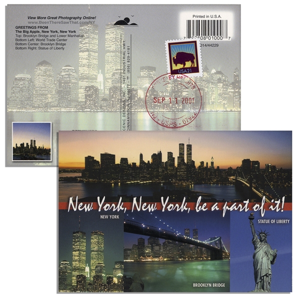 World Trade Center Postcard -- Postmarked 9/11/01