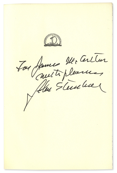 John Steinbeck Signed Copy of ''Travels With Charley'' -- From the Helen Hayes Estate