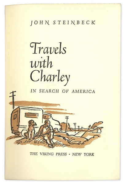 John Steinbeck Signed Copy of ''Travels With Charley'' -- From the Helen Hayes Estate
