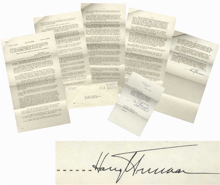 Harry Truman Speech Signed as President From 1952 -- ''...The Kremlin is not going to take a vacation just because we are having a Presidential election in this country. Far from it...''