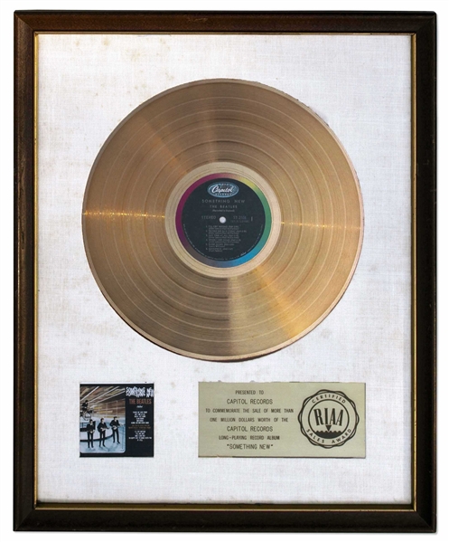 The Beatles RIAA White Matte Gold Award for ''Something New'' -- One of a Few Available White Matte Awards for The Beatles