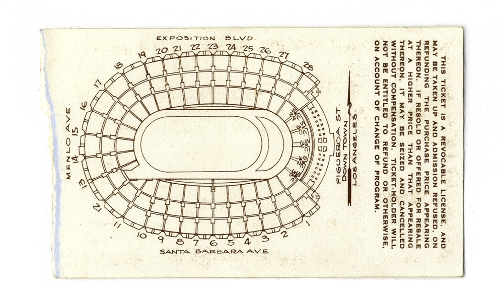 1932 Summer Olympics Ticket to the Opening Ceremony