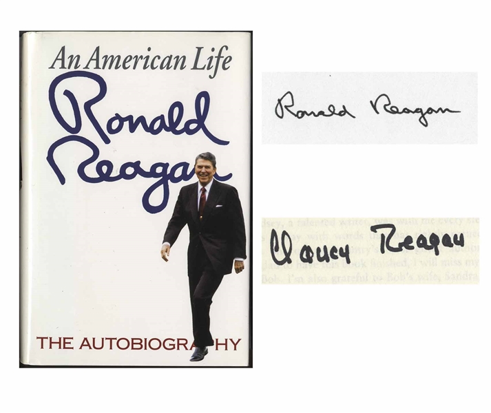 Ronald & Nancy Reagan Signed Copy of ''An American Life'', Uniquely Signed by the First Couple -- With Beckett COA 