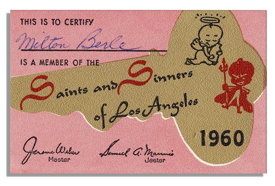 Milton Berle's Membership Card to ''Saints and Sinners'' From 1960