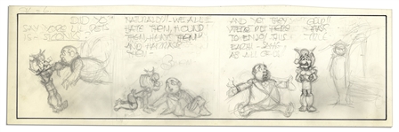 Lil Abner Unfinished Comic Strip by Al Capp in Pencil -- Undated Strip Features Mammy Yokum -- 19.75 x 6.25 -- Very Good -- From the Al Capp Estate