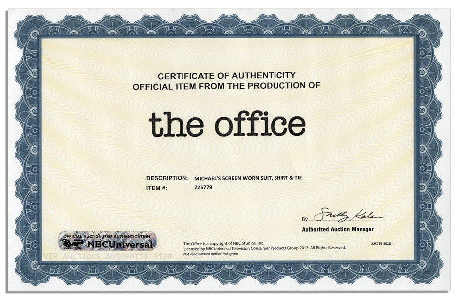 Steve Carell Screen-Worn Business Suit From ''The Office'' -- With a COA From NBC Universal