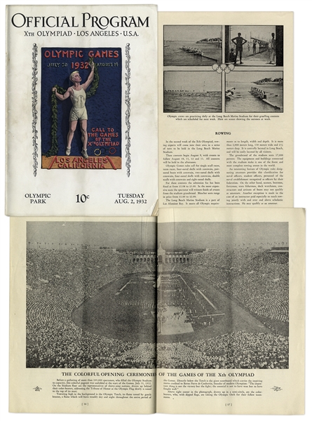 Olympics Program for the 1932 Summer Games in Los Angeles -- Program for 2 August 1932 Events