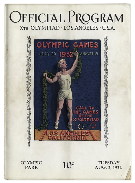 Olympics Program for the 1932 Summer Games in Los Angeles -- Program for 2 August 1932 Events