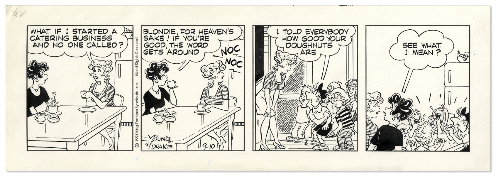 ''Blondie'' Comic Strip From 1991 -- Blondie's On Her Way to a Successful Catering Business