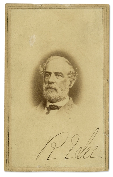 Robert E. Lee Signed CDV Photo -- In Military Uniform With Three Confederate Stars on His Lapel