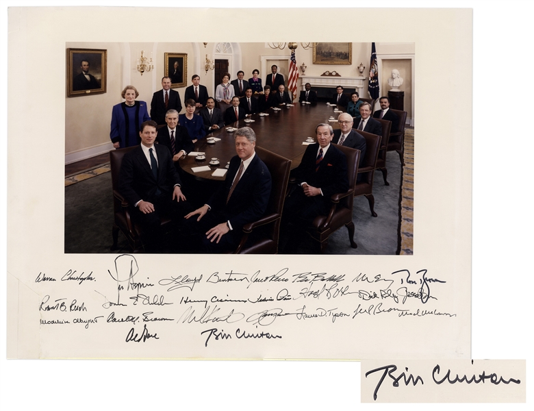 Bill Clinton Signed 20'' x 15'' Photograph of His Entire Cabinet -- Signed by All 23 Including Clinton & Al Gore