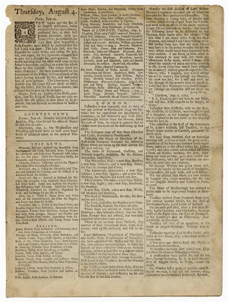 London Newspaper from August 1763, Announcing the Mason-Dixon Line Survey -- Perhaps the First Public Mention of the Famous Boundary Line