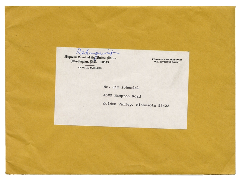 William Rehnquist Signed Supreme Court Decision of Schneble vs. Florida -- Justice Rehnquist's First Opinion in 1972