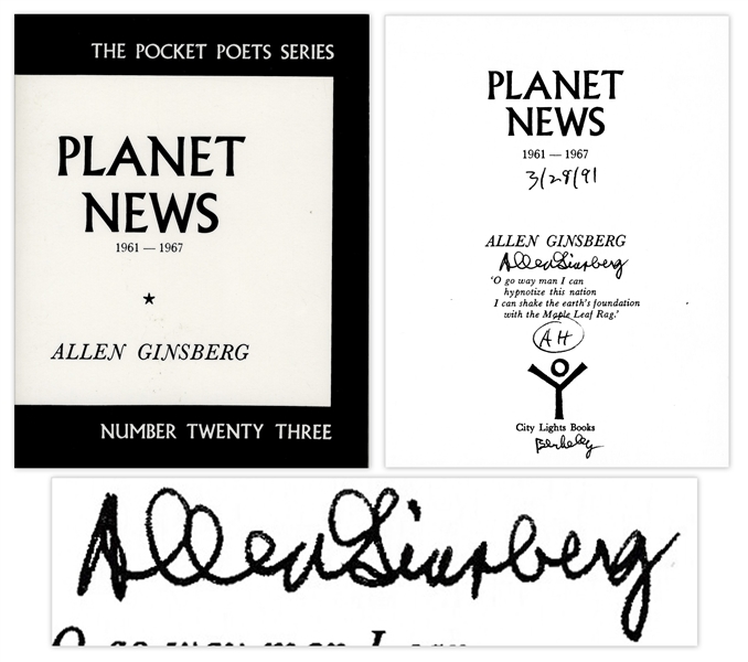 Allen Ginsberg Signed Poetry Book ''Planet News''