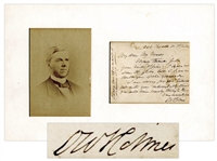 Oliver Wendell Holmes Sr. Autograph Letter Signed -- ...I am sorry for your tribulations but with your indomitable spirit you will come bravely through them...