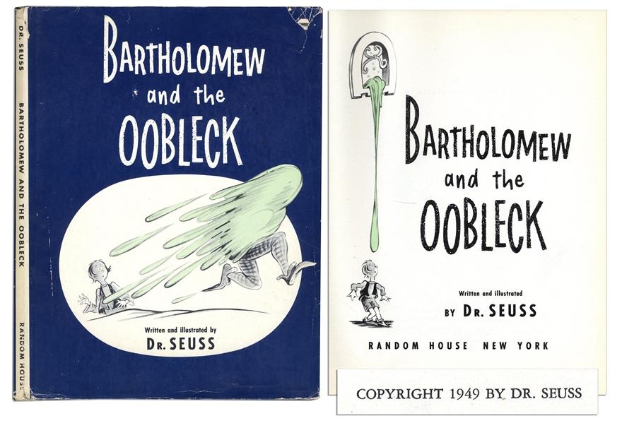 Dr. Seuss' ''Bartholomew and the Oobleck'' First Edition, First Printing With First Printing Dust Jacket